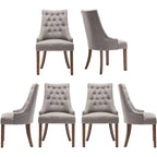 Wingback Upholstered Dining Chairs Set of 2, Fabric Side Dining Room Chairs with Tufted Button