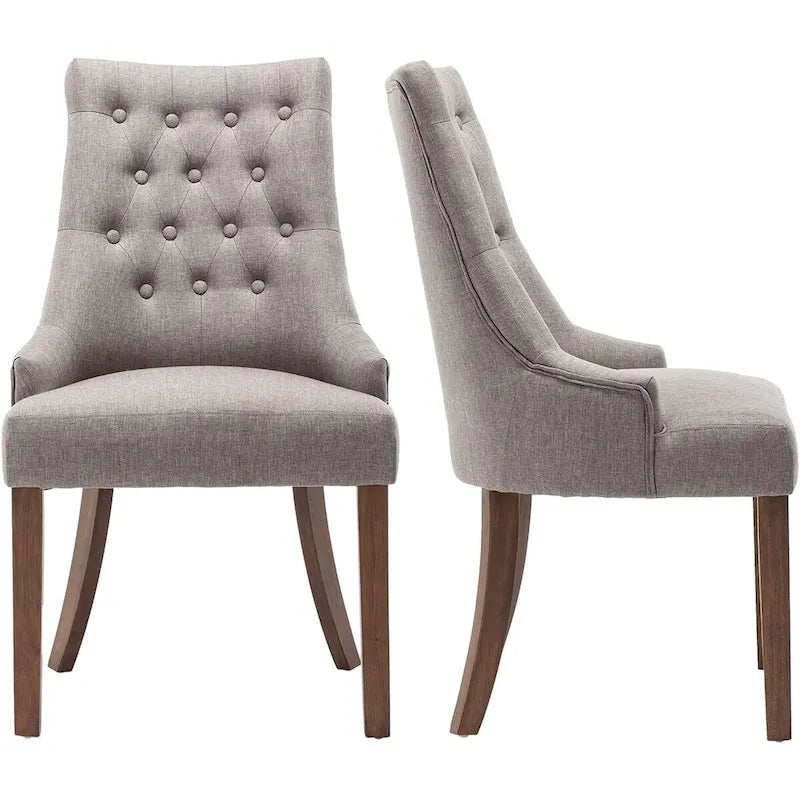 Wingback Upholstered Dining Chairs Set of 2, Fabric Side Dining Room Chairs with Tufted Button