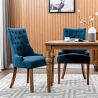 Wingback Upholstered Dining Chairs Set of 2, Fabric Side Dining Room Chairs with Tufted Button