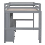 Nestfair Full Size Loft Bed with Desk and Cabinets