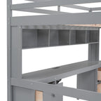 Nestfair Full Size Loft Bed with Desk and Cabinets