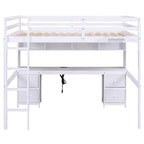 Nestfair Full Size Loft Bed with Desk and Cabinets