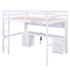Nestfair Full Size Loft Bed with Desk and Cabinets