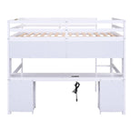 Nestfair Full Size Loft Bed with Desk and Cabinets