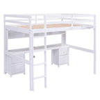 Nestfair Full Size Loft Bed with Desk and Cabinets