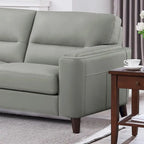 Hydeline Elm Top Grain Leather Sectional Sofa with Chaise, Feather, Memory Foam and Springs