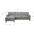 Hydeline Elm Top Grain Leather Sectional Sofa with Chaise, Feather, Memory Foam and Springs