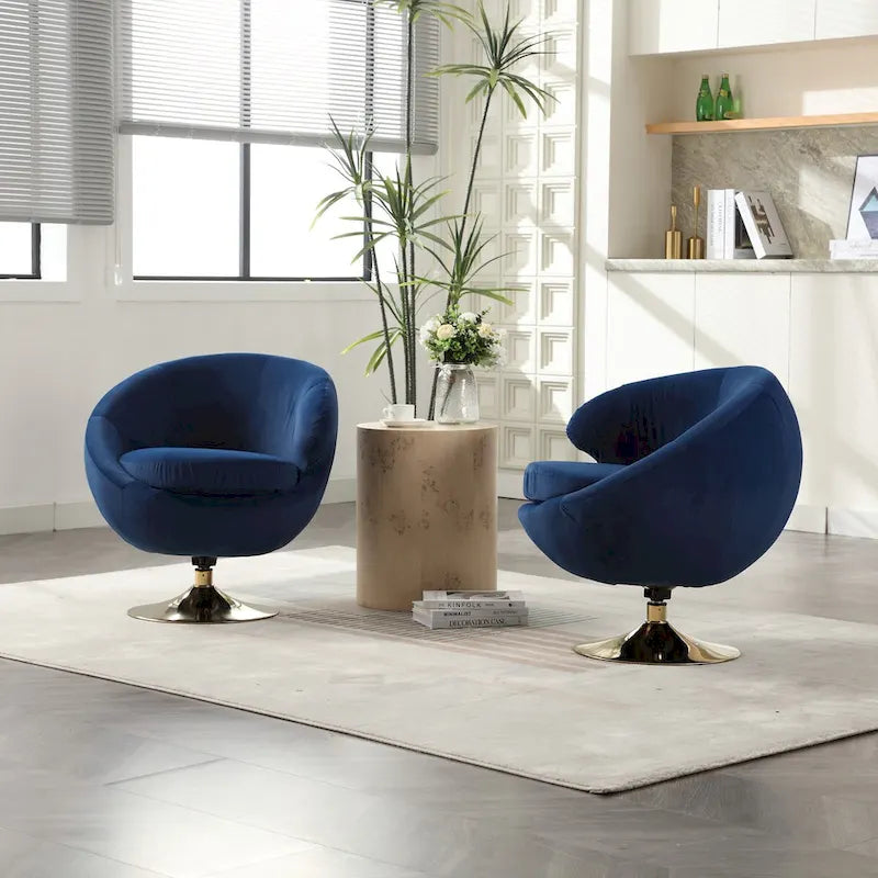 HOMEFUN Velvet 360 Degree Swivel Cuddle Barrel Accent Chairsset of 2