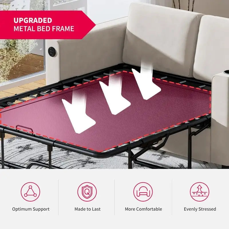 Mixoy Pull Out Sofa Bed,Sleeper Sofa Couch with Memory Foam Mattress,Cup Holder,USB,Pull Out Couch Bed
