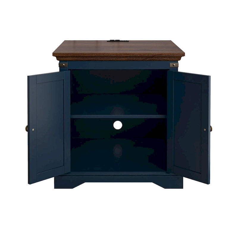 Farmhouse End Table with Charging Station - 25 in Height