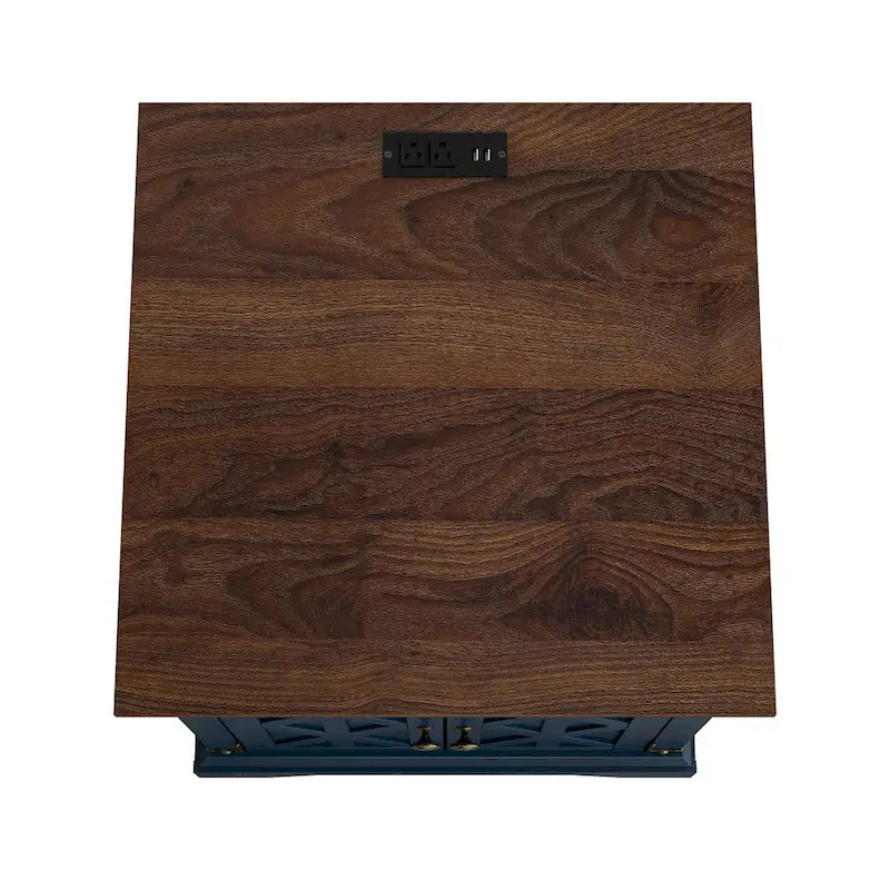 Farmhouse End Table with Charging Station - 25 in Height