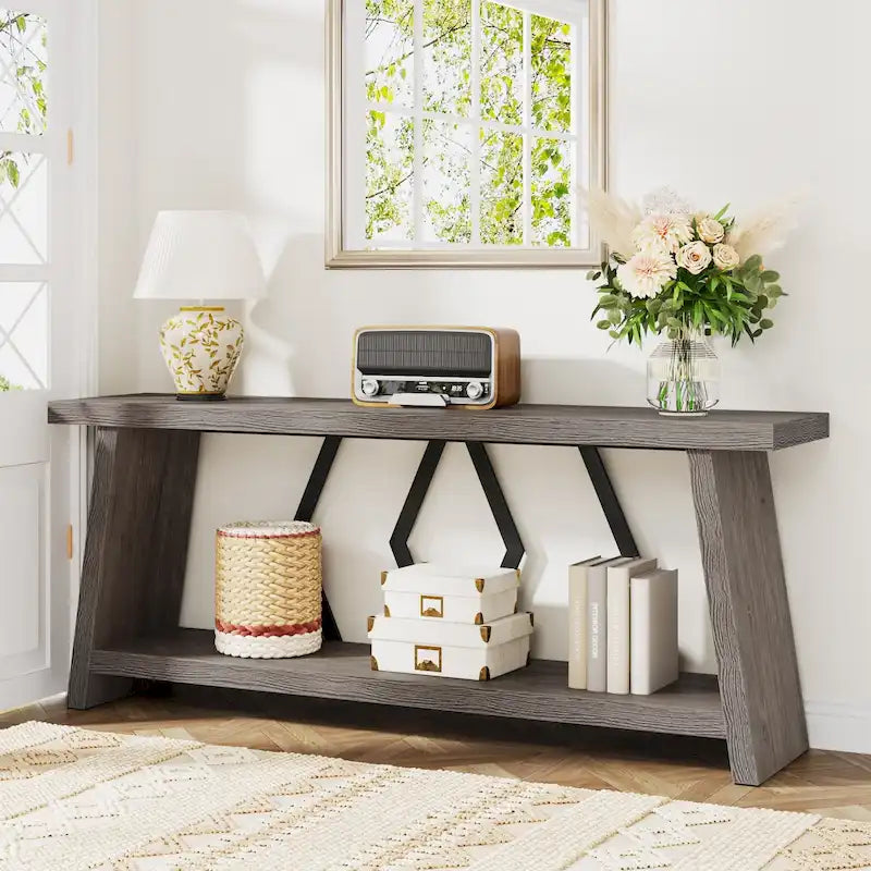 70.86-inch Wood Sofa Console Accent Table for Entryway