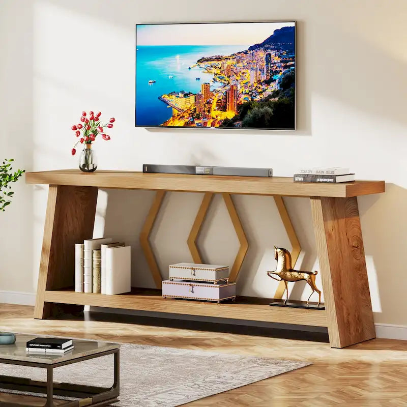70.86-inch Wood Sofa Console Accent Table for Entryway