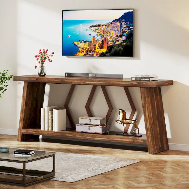 70.86-inch Wood Sofa Console Accent Table for Entryway