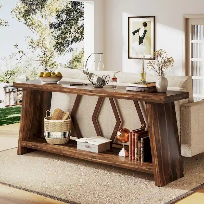 70.86-inch Wood Sofa Console Accent Table for Entryway