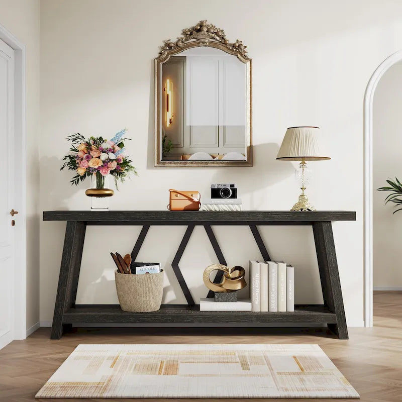 70.86-inch Wood Sofa Console Accent Table for Entryway