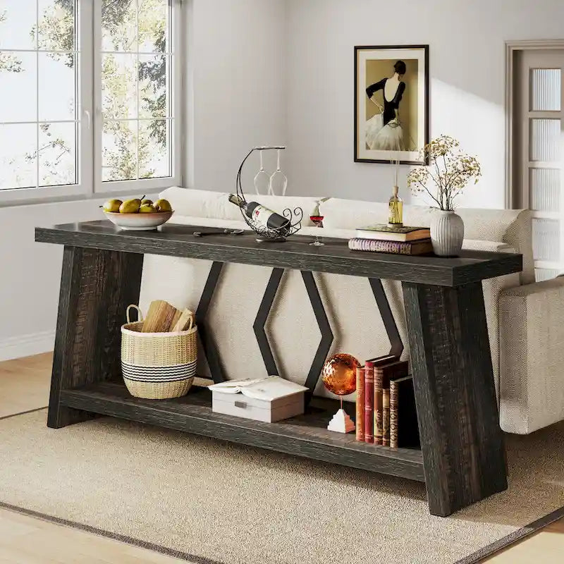 70.86-inch Wood Sofa Console Accent Table for Entryway