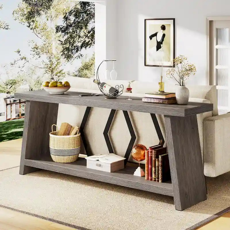 70.86-inch Wood Sofa Console Accent Table for Entryway