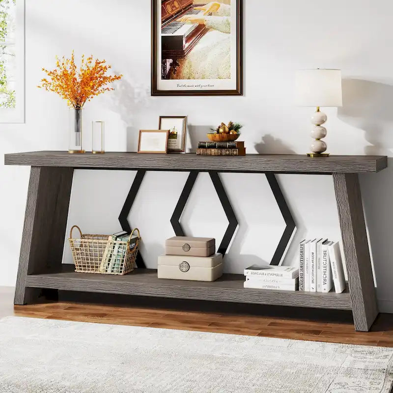 70.86-inch Wood Sofa Console Accent Table for Entryway