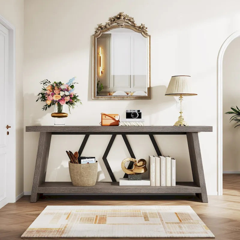 70.86-inch Wood Sofa Console Accent Table for Entryway