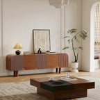 71 Mid Century Wood TV Stands, Modern Brown Media Console for Living Room, Pre-Assembled - 70.87x15.7