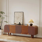 71 Mid Century Wood TV Stands, Modern Brown Media Console for Living Room, Pre-Assembled - 70.87x15.7