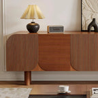 71 Mid Century Wood TV Stands, Modern Brown Media Console for Living Room, Pre-Assembled - 70.87x15.7