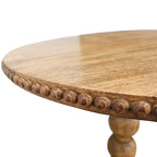 21 Inch Side End Table, Round Top, Stacked Ball Post, Natural Brown Mango Wood