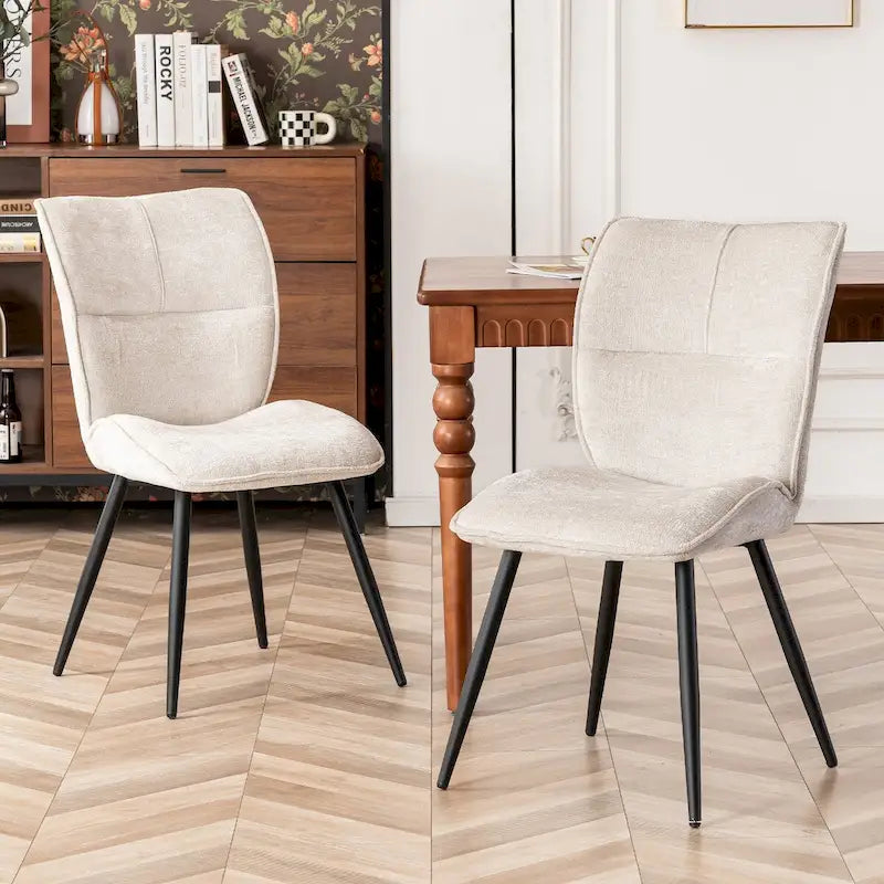 Fabric Upholstered High Back Dining Chairs Set of 2