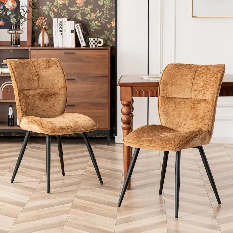 Fabric Upholstered High Back Dining Chairs Set of 2