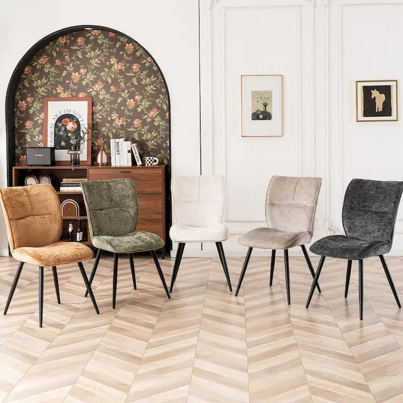 Fabric Upholstered High Back Dining Chairs Set of 2