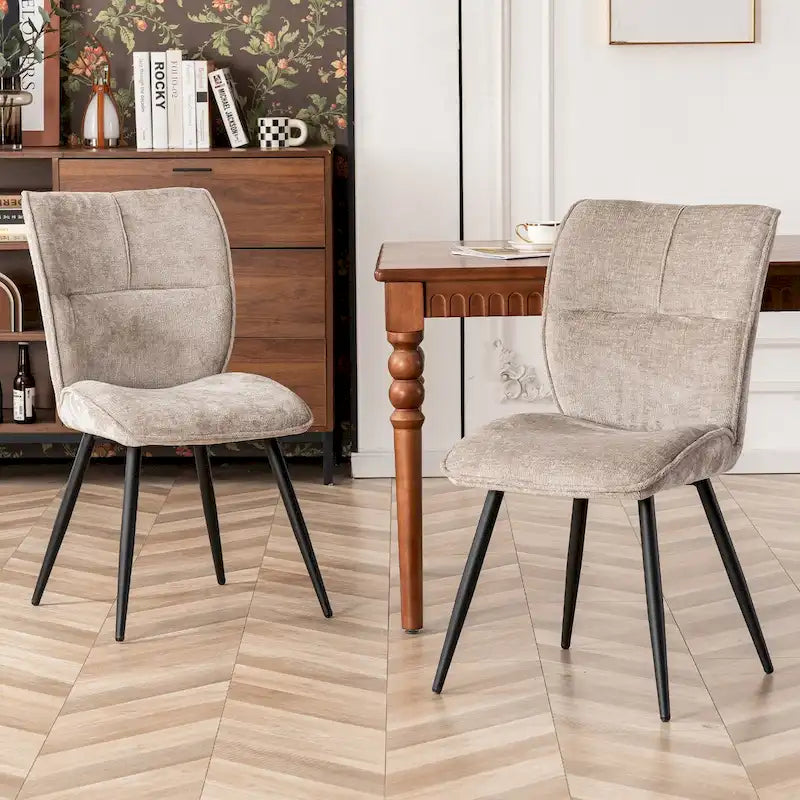 Fabric Upholstered High Back Dining Chairs Set of 2