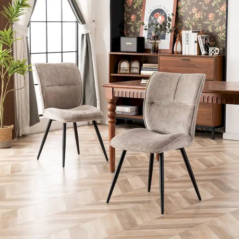 Fabric Upholstered High Back Dining Chairs Set of 2