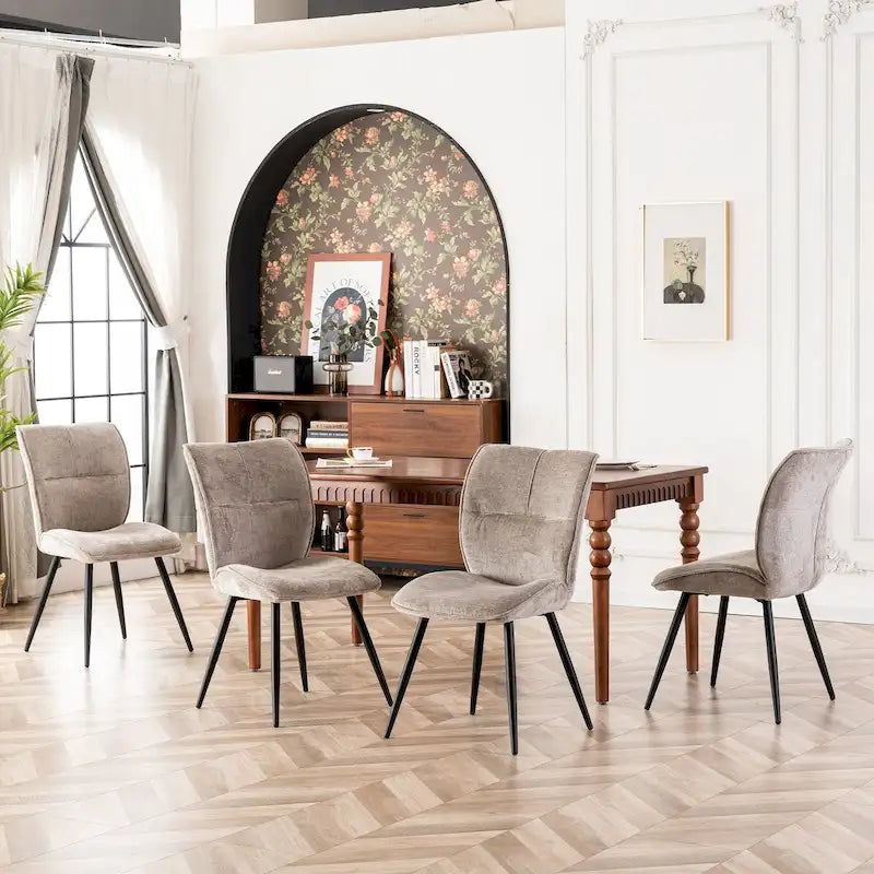 Fabric Upholstered High Back Dining Chairs Set of 2