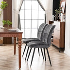Fabric Upholstered High Back Dining Chairs Set of 2