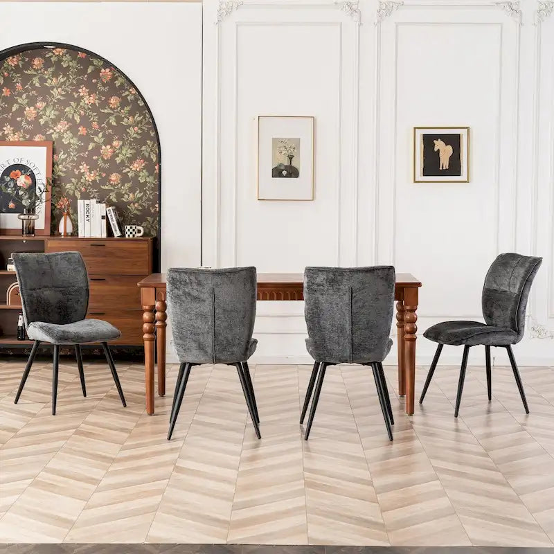 Fabric Upholstered High Back Dining Chairs Set of 2