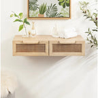 Kate and Laurel Ori Floating Console Rattan - 28x13x6
