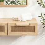 Kate and Laurel Ori Floating Console Rattan - 28x13x6