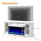 Erommy Adjustable Glass Shelves Entertainment Center with Electric Fireplace in Fireplace TV Stand