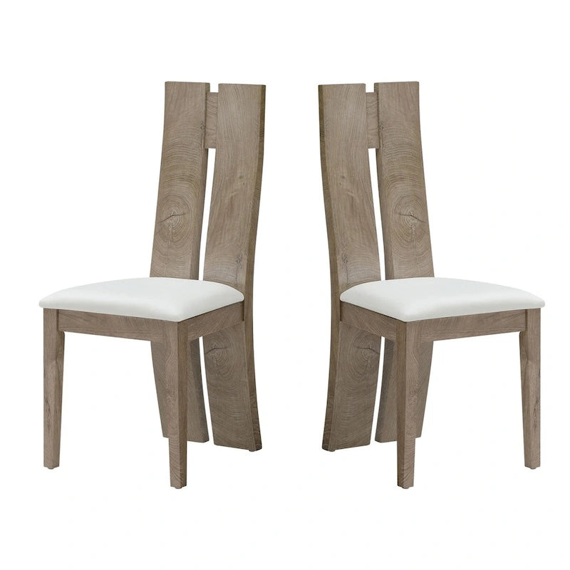 Set of 2 PU Upholstered Armless High Back Dining Chairs
