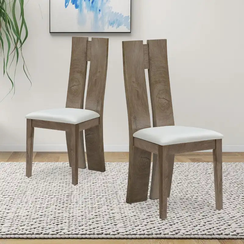 Set of 2 PU Upholstered Armless High Back Dining Chairs