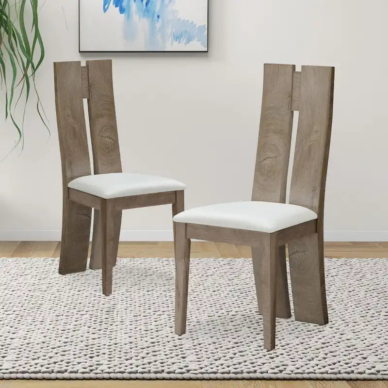 Set of 2 PU Upholstered Armless High Back Dining Chairs