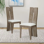 Set of 2 PU Upholstered Armless High Back Dining Chairs
