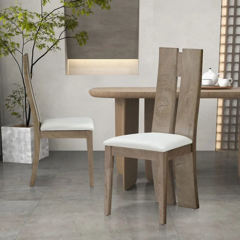 Set of 2 PU Upholstered Armless High Back Dining Chairs