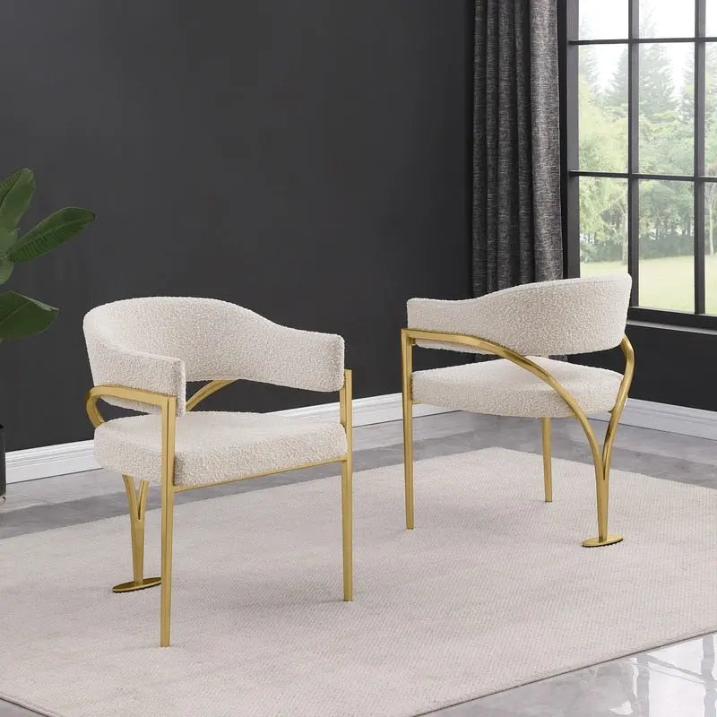 Best Quality Furniture Matte Brushed Gold Chrome Dining Chairs (Set of 2) - N/A