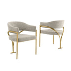 Best Quality Furniture Matte Brushed Gold Chrome Dining Chairs (Set of 2) - N/A