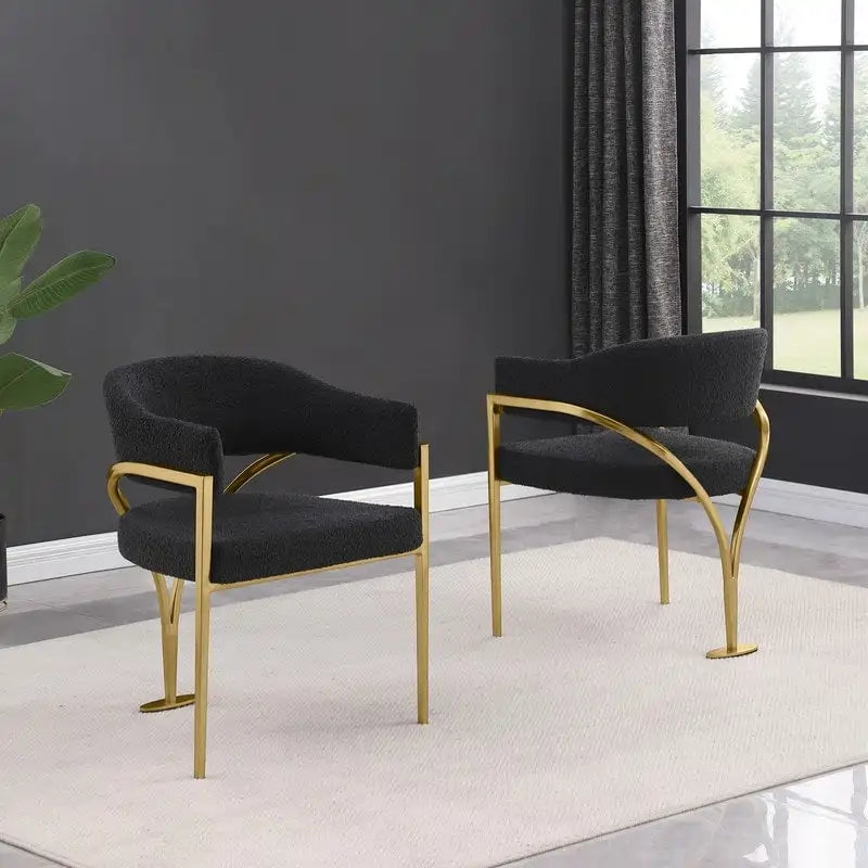 Best Quality Furniture Matte Brushed Gold Chrome Dining Chairs (Set of 2) - N/A