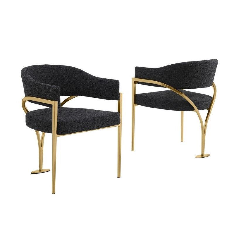 Best Quality Furniture Matte Brushed Gold Chrome Dining Chairs (Set of 2) - N/A