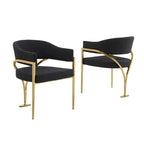 Best Quality Furniture Matte Brushed Gold Chrome Dining Chairs (Set of 2) - N/A