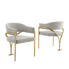 Best Quality Furniture Matte Brushed Gold Chrome Dining Chairs (Set of 2) - N/A